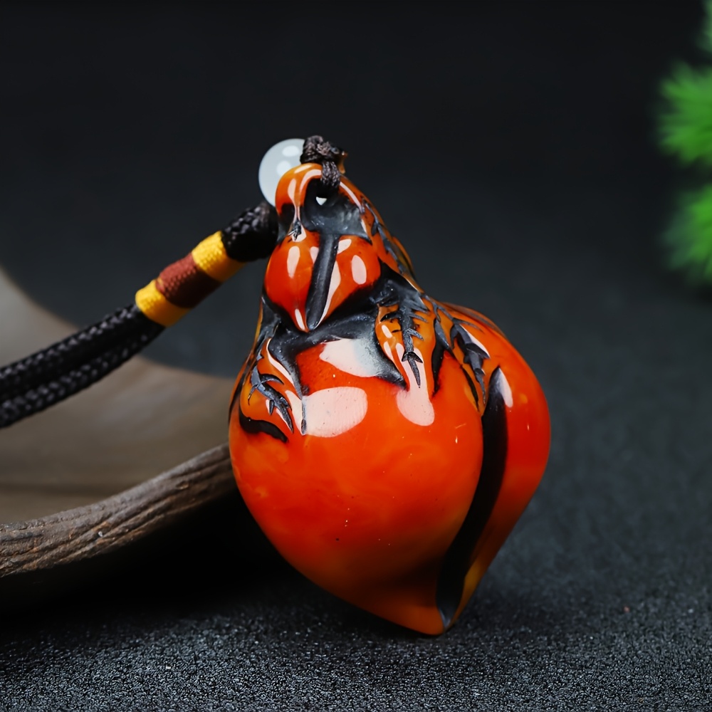 Vintage Mini Gourd Pendant Necklace, Floral Amulet